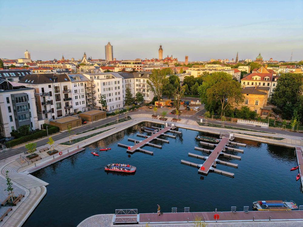 Leipzig in Germany unveils new city harbor after 25 years of planning