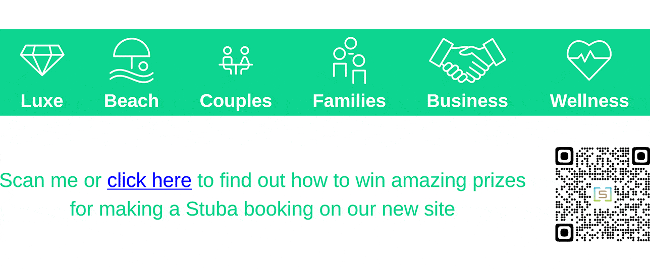 Scan me or click here to find out how to win amazing prizes for making a Stuba booking on our new site